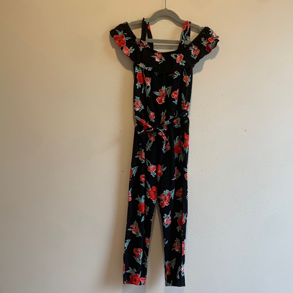 Forever 21 belter off the shoulder floral print romper sz 5/6